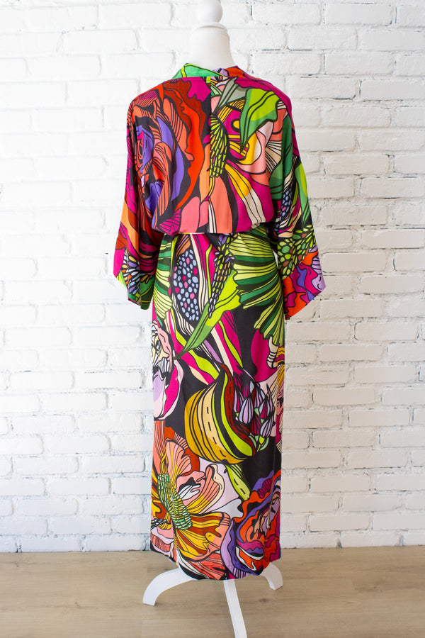 Gothic Floral Wrap-Tie Dress