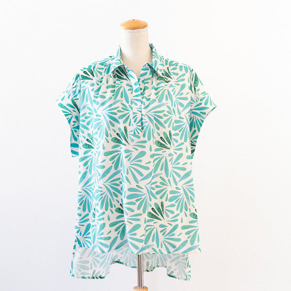 Petals Cap Sleeve Hi-Lo Top - Turquoise