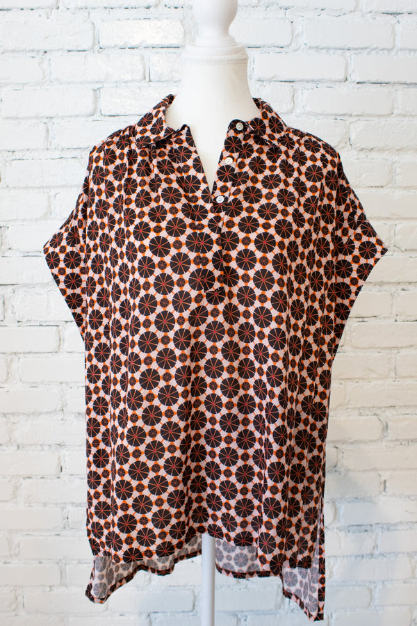 Pinwheel Cap Sleeve Hi-Lo Top