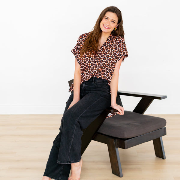 Pinwheel Cap Sleeve Hi-Lo Top