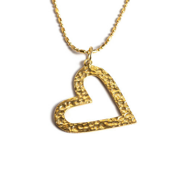 Reversible Heart Statement Necklace- Gold