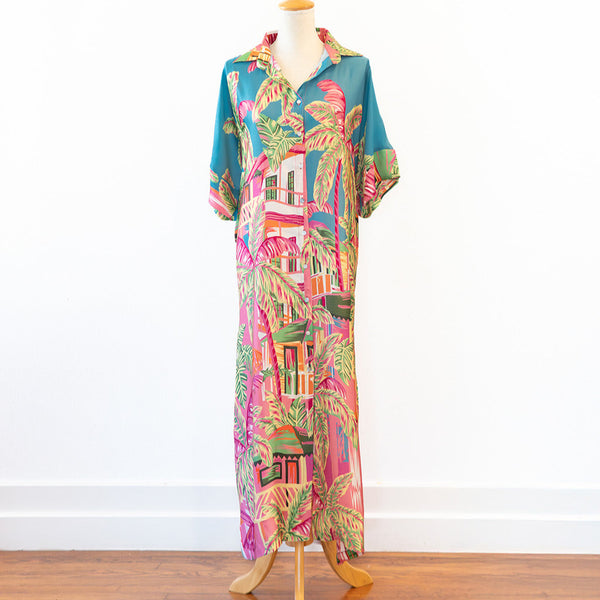 Caribbean Breeze Button Down Dress