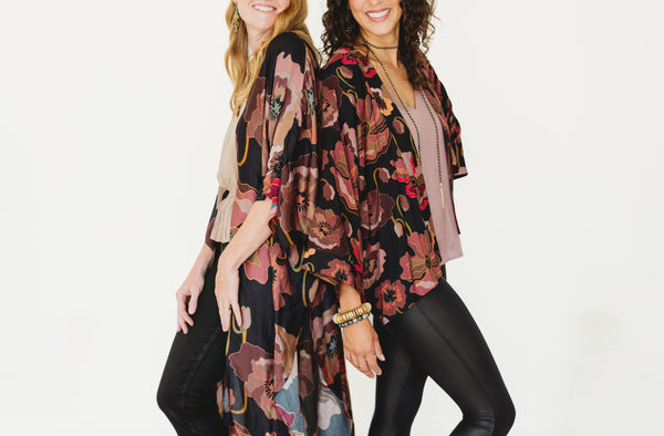 Fall Poppy- Pink Short Kimono