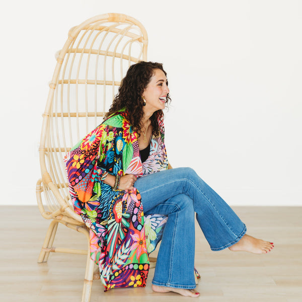 Fiesta Floral Long Kimono