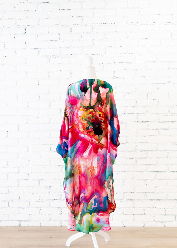 Watercolor Floral Long Kimono