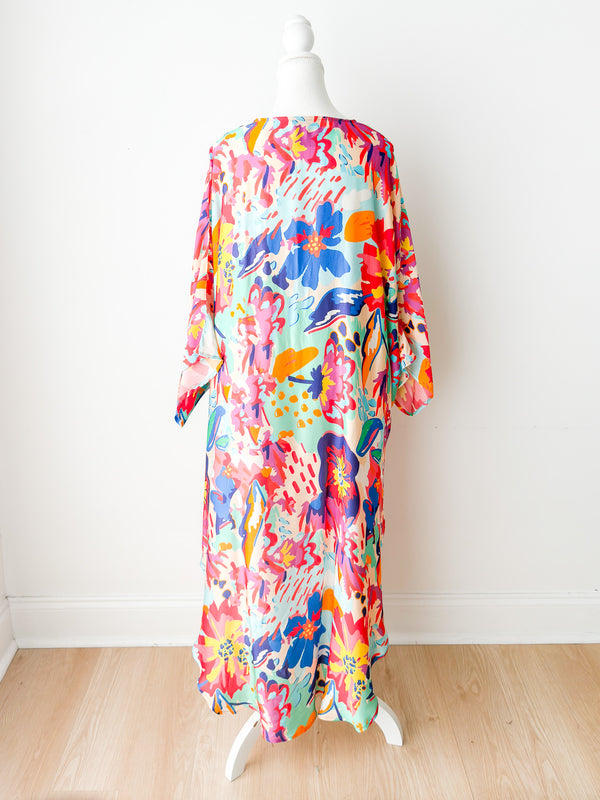 Island Floral Long Kimono