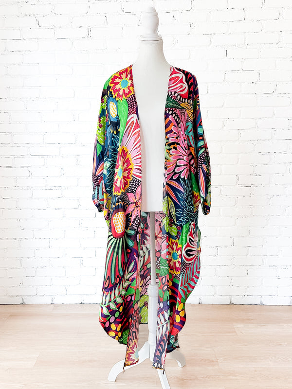 Fiesta Floral Long Kimono