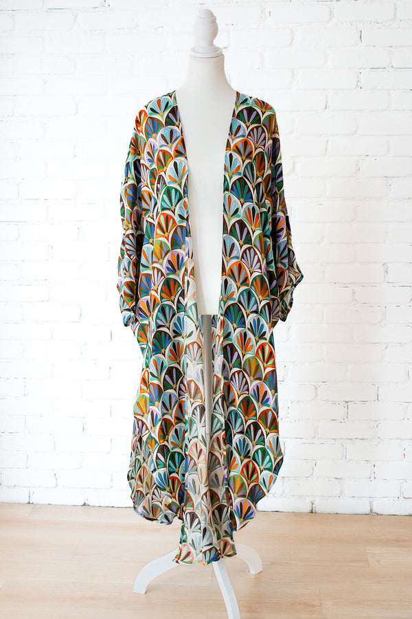 Fresco Fans Long Kimono