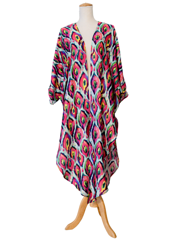Ikat Abstract Long Kimono