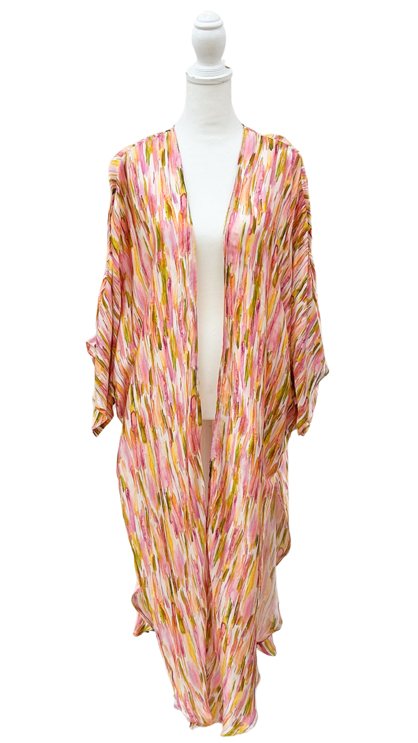 Pastel Brushstrokes Long Kimono
