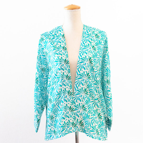 Petals Short Kimono - Turquoise