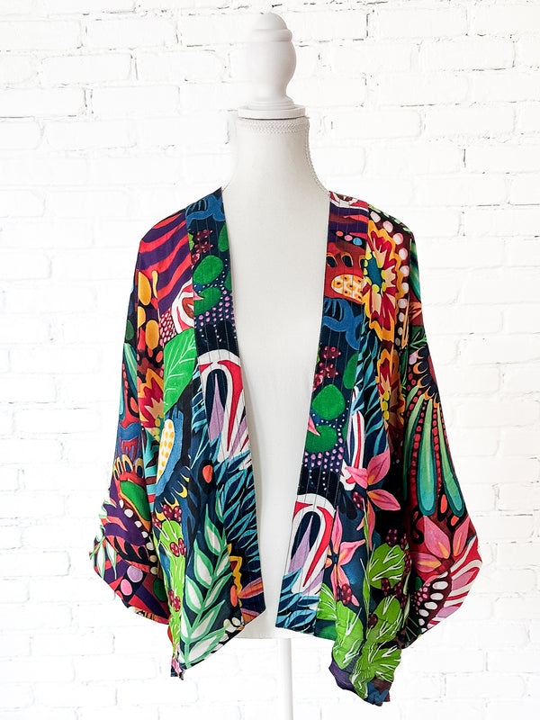 Fiesta Floral Short Kimono