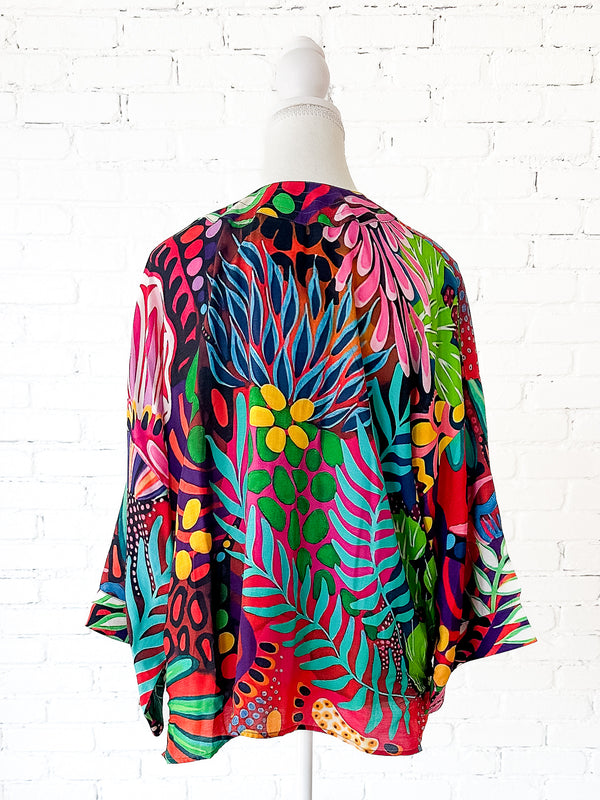 Fiesta Floral Short Kimono