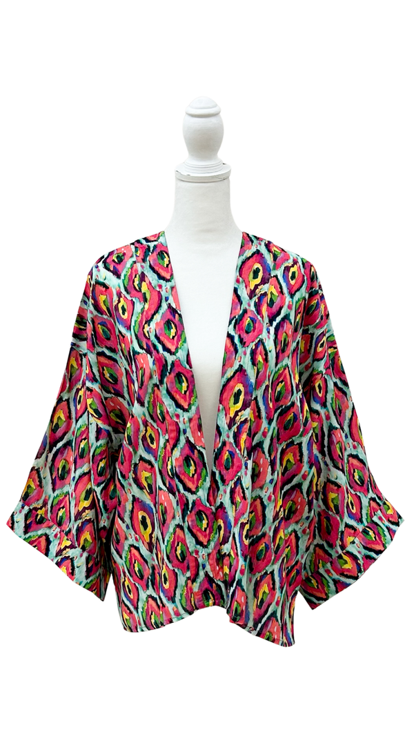 Ikat Abstract Short Kimono
