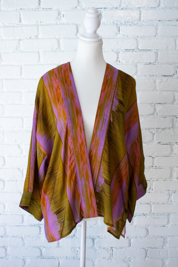 Wild Orchid Short Kimono