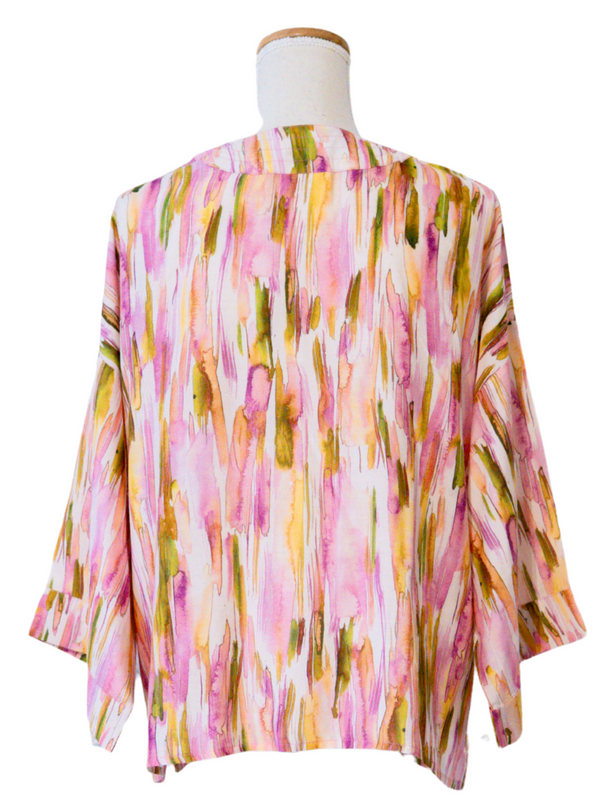 Pastel Brushstrokes Short Kimono