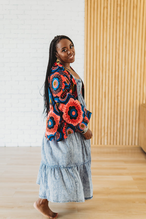 Pop Floral Short Kimono