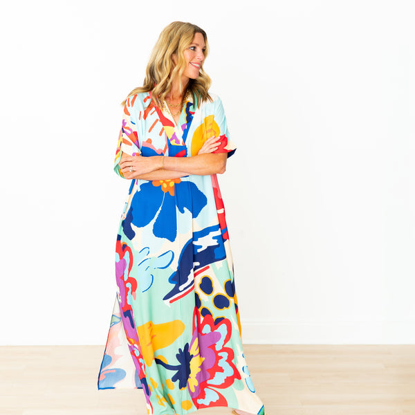 Island Floral V-Neck Dress