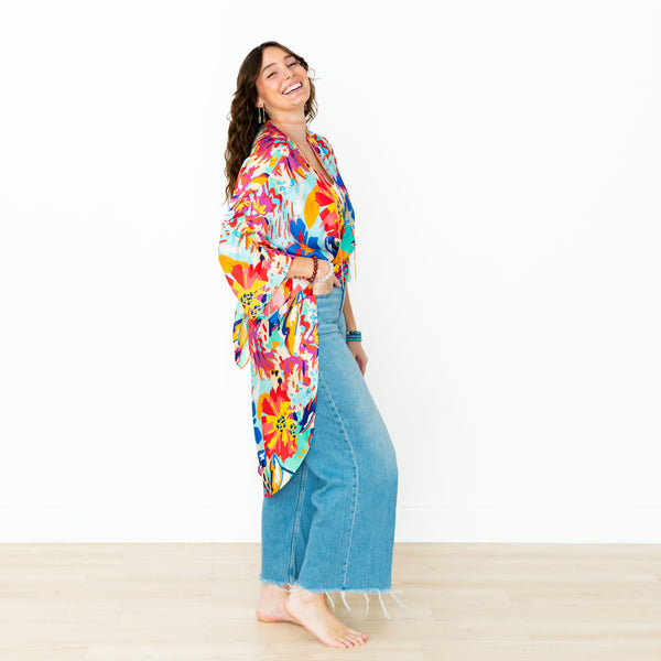 Island Floral Long Kimono