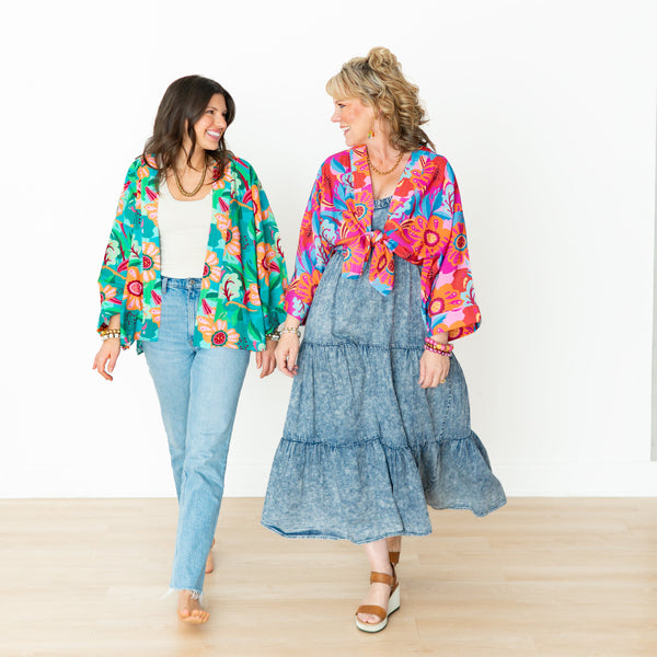 Costa Floral Short Kimono