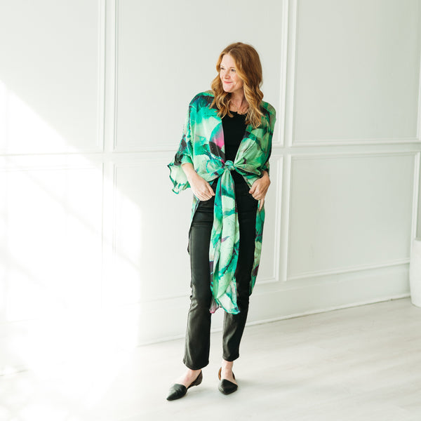 Midnight Magenta Long Kimono