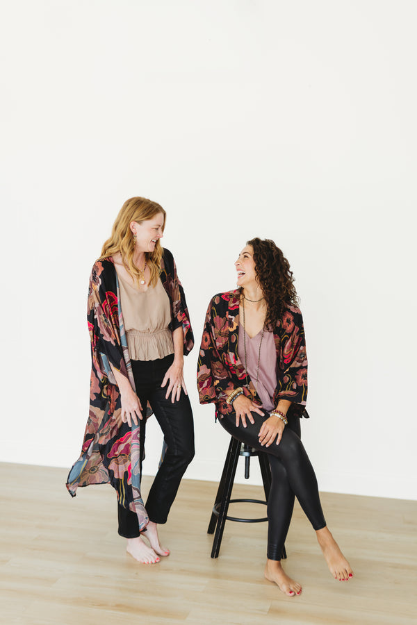 Fall Poppy- Pink Short Kimono