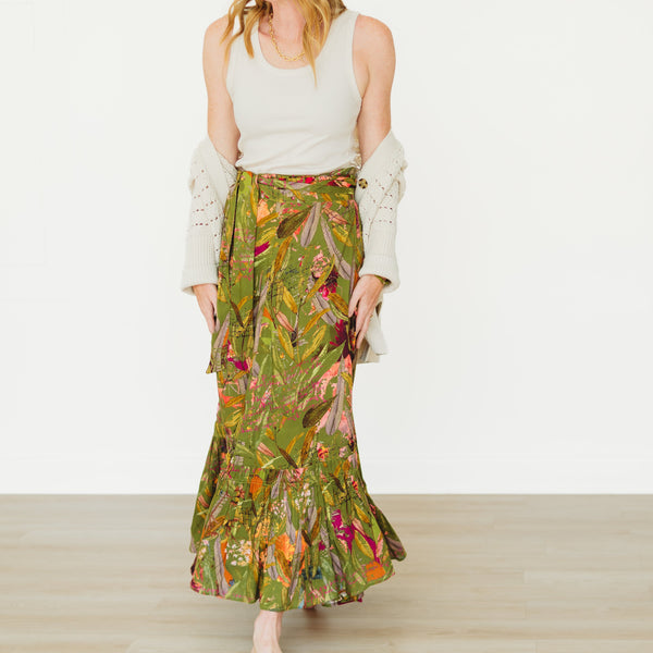 Featherington- Green 3-Way Wrap Skirt