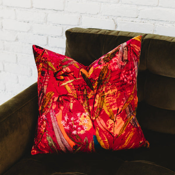 Featherington- Pink Silk Velvet Pillow
