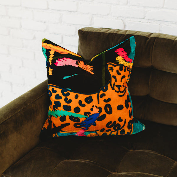Jungle Party Silk Velvet Pillow