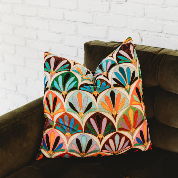 Fresco Fans Silk Velvet Pillow