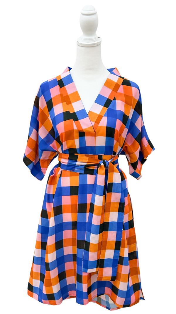 Colonial Madras Short V-Neck Dress