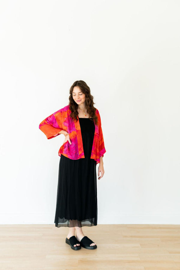 Viva Magenta Short Kimono