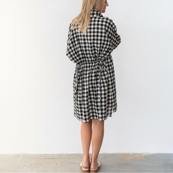 Heritage Check Batwing Midi Dress - Black