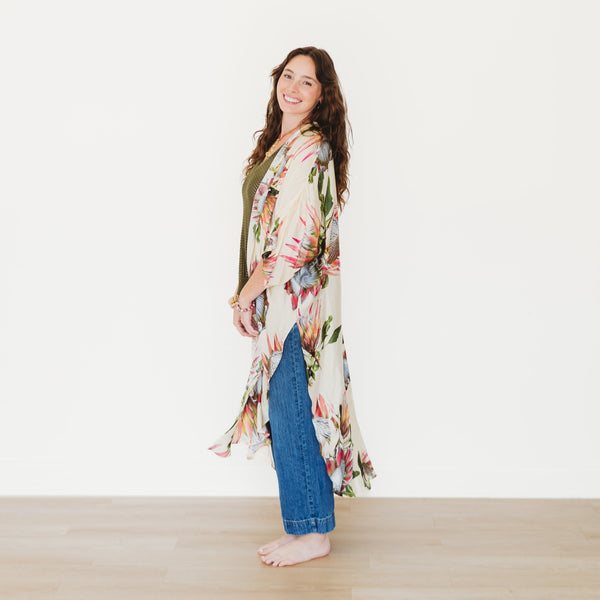 Protea Long Kimono - Large Print