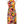A one-shoulder maxi dress with a vibrant, dense floral print featuring yellow, pink, red, and orange flowers with green leaves on a white mannequin torso.