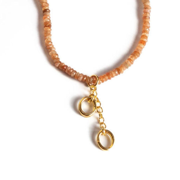 Gemstone Double Clasp Necklace- Sunstone