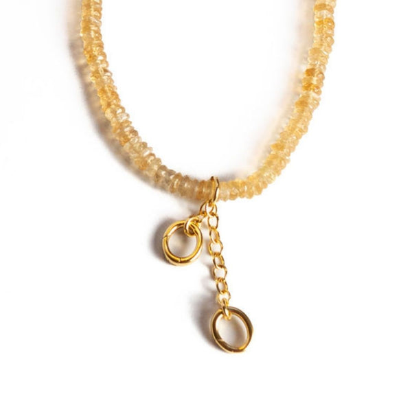 Gemstone Double Clasp Necklace- Peach Moonstone