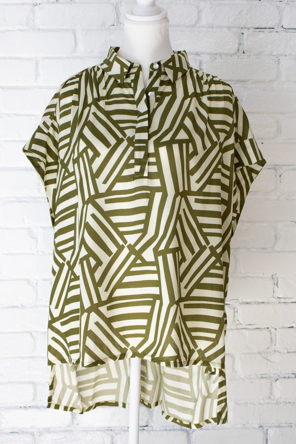 Geometro Cap Sleeve Hi-Lo Top