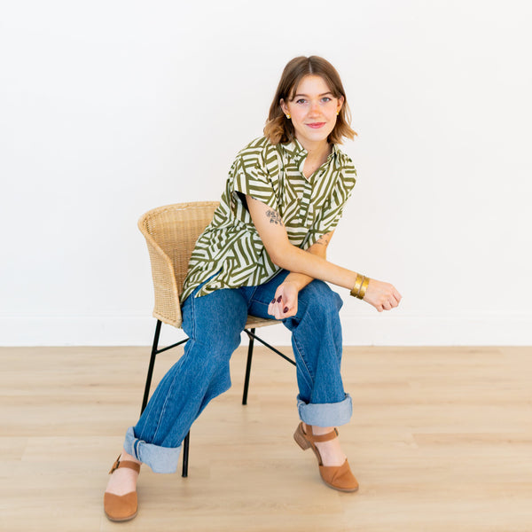 Geometro Cap Sleeve Hi-Lo Top