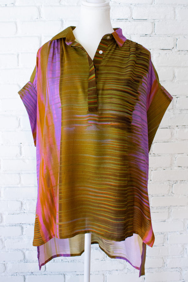 Wild Orchid Cap Sleeve Hi-Lo Top