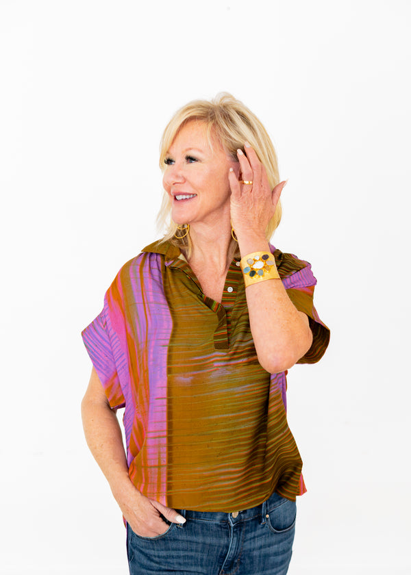 Wild Orchid Cap Sleeve Hi-Lo Top