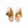 Gold Leaf Big Stone Earring- Lt. Pink