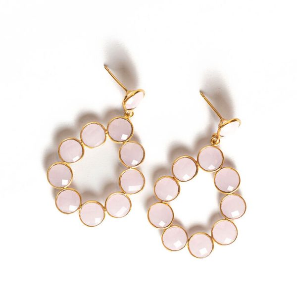 Gemstone Teardrop Earring- Pink