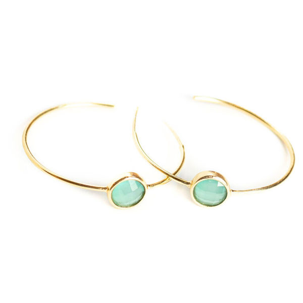 Single Stone Hoop- Aqua