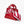 Red handbag with a white and red striped scarf tied around it on a white background, featuring 'Winton and Waits' branding.