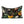 Decorative pillow with floral and parrot design on a black background