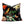 Decorative pillow with floral and bird pattern on a black background
