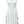 White dress with colorful trim on a mannequin against a white background