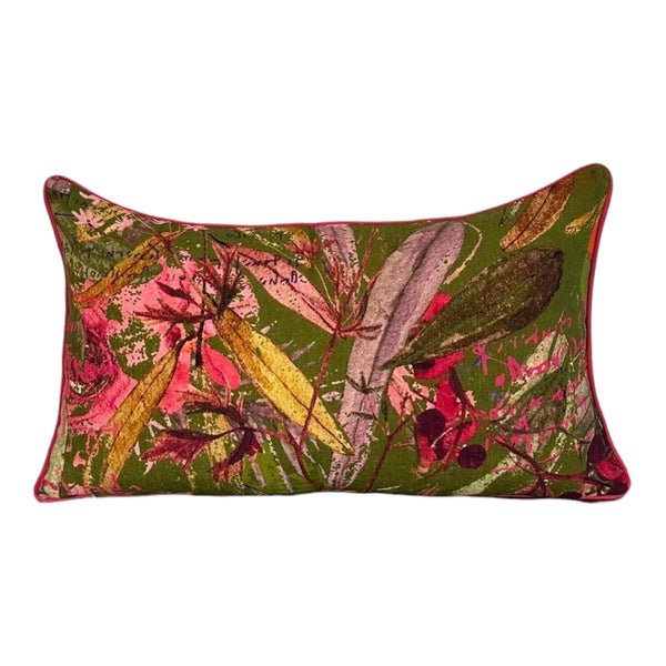 Decorative pillow with floral pattern on a white background
