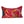 Decorative pillow with colorful leaf pattern on a pink background